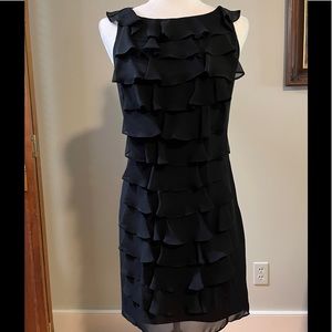 Adrianna Papell Black Ruffled Front Cocktail Dress